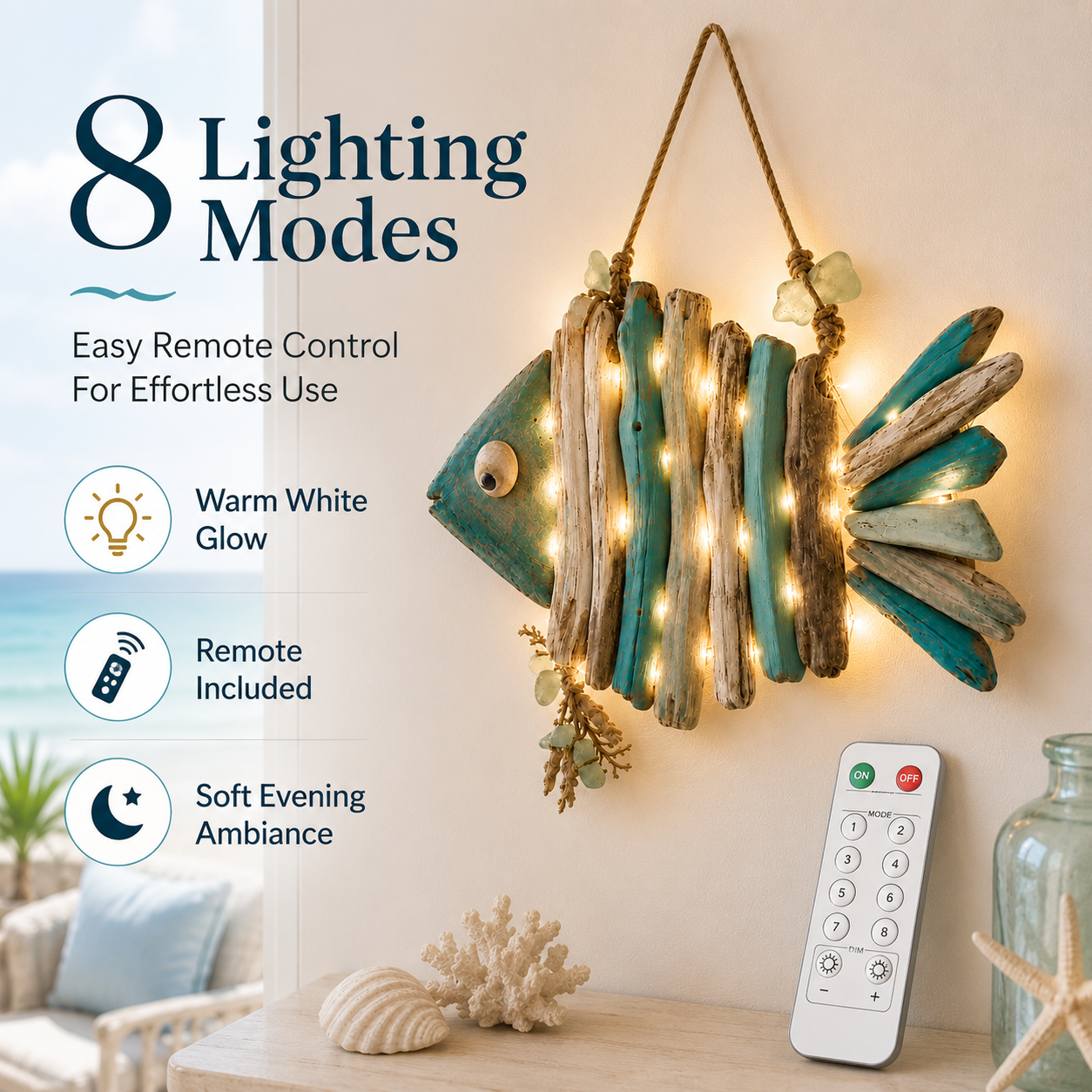 🌊 Décoration murale lumineuse Poissons Côtiers – Apportez le charme de l'océan et une lueur chaleureuse à votre intérieur